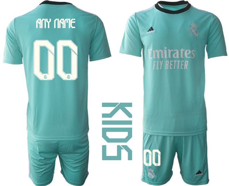 Youth 2021-2022 Club Real Madrid Second away blue customized Soccer Jersey->customized soccer jersey->Custom Jersey